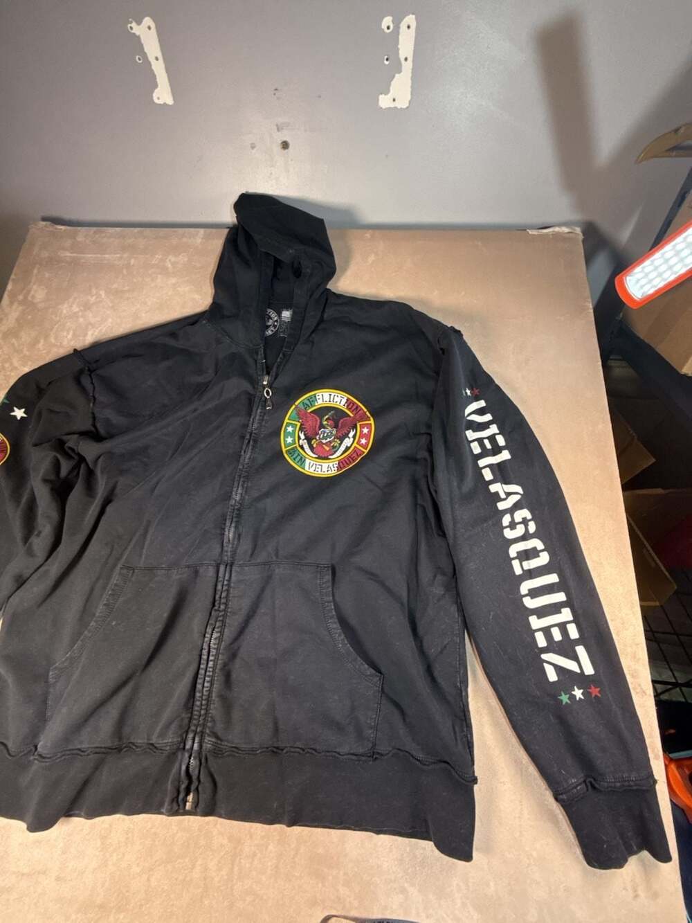 Affliction “Cain Velasquez” Black Full-Zip lightweight Hoodie (box B2-5)
